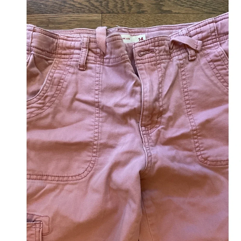 Levis Girls Pink Wide Leg Cargo Pants Utility Trousers Size 14